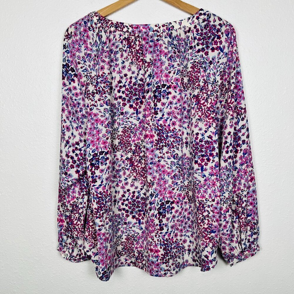 TALBOTS PLUS 1x White, Pink, and Purple Floral Button Peasant Style Boho Blouse - Picture 8 of 11